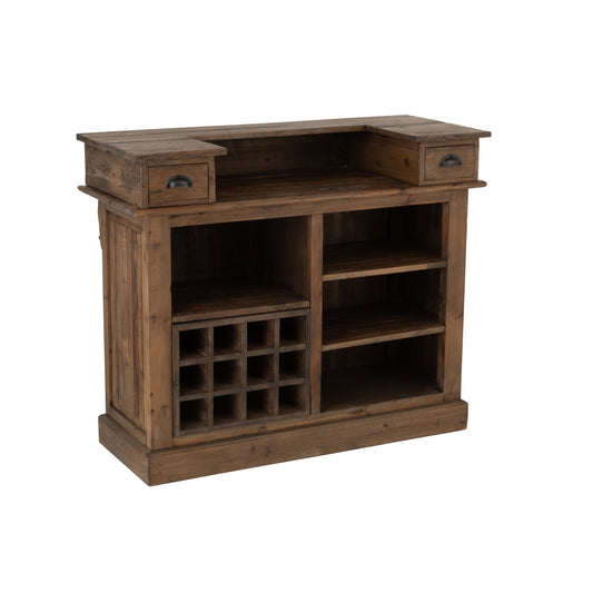 Bruin Houten Laden-Kast-J-Line-Bruin-Hout-bar-2-drawers-wood-brown-1-bar, best verkocht, nieuw binnen, populair, Woonkamer-BAR 2 LADEN HOUT BRUIN Breedte 49,5 Hoogte 100,5 Lengte 120 Gewicht 46,7 kg Verzameling WINTER 2019 Kleur 1 BRUIN Materiaal samenstelling TRIPLEX (15%), GERECYCLED HOUT (82%), TIN (3%)-5415203959782-95978-Cerasus Homestyle