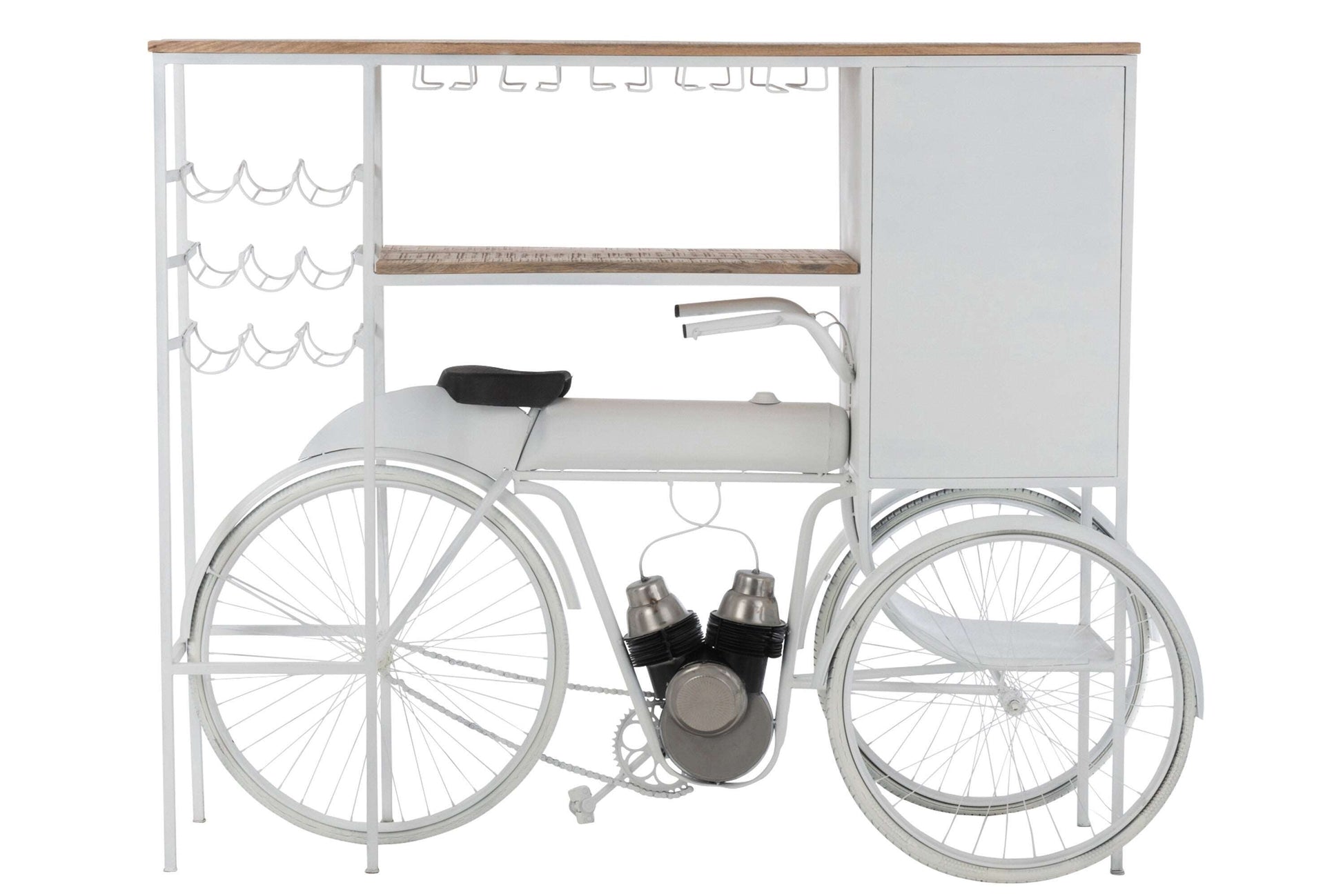 Barfiets Wit Mangohout-Bar-J-Line-Wit-bar-bicycle-met-mango-whi-nat-5-Bar, outdoor, Tuin, wijn-Breedte 64 Hoogte 119 Lengte 173 Gewicht 60,25 kg Verzameling ZOMER 2022 Materiaal samenstelling IJZER (85%),MANGOHOUT(10%),RUBBER(5%)-5400924207373-20737-Cerasus Homestyle