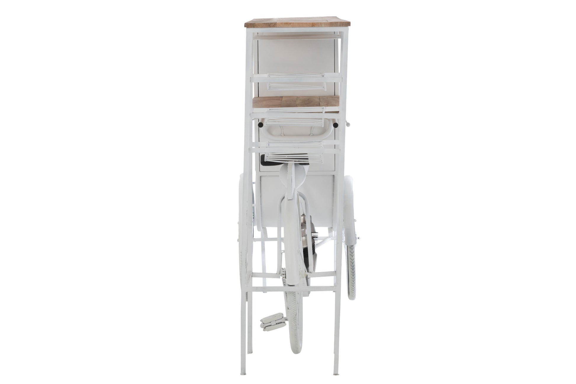 Barfiets Wit Mangohout-Bar-J-Line-Wit-bar-bicycle-met-mango-whi-nat-6-Bar, outdoor, Tuin, wijn-Breedte 64 Hoogte 119 Lengte 173 Gewicht 60,25 kg Verzameling ZOMER 2022 Materiaal samenstelling IJZER (85%),MANGOHOUT(10%),RUBBER(5%)-5400924207373-20737-Cerasus Homestyle