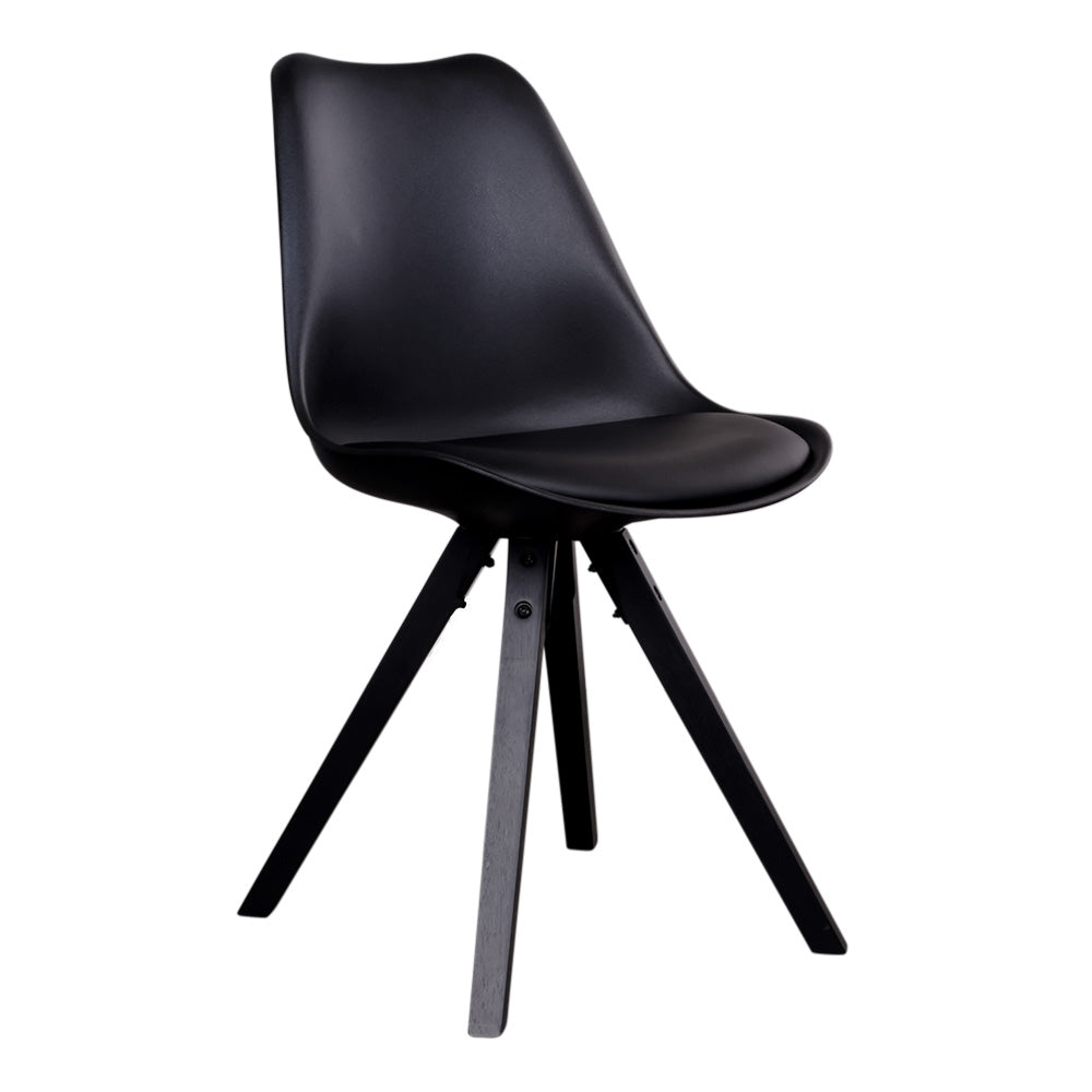 Bergen Dining Chair - Stoel in zwart met zwarte houten poten - set van 2-Stoel-House Nordic-bergen-dining-chair-chair-in-black-with-black-wood-legs-1-eetkamerstoel, stoel-Stoel in zwart met zwarte houten poten Materiaal PU-leer, Resistent gegoten kunststof, Rubberwood Kleur Zwart-5713917002917-1001023-Cerasus Homestyle