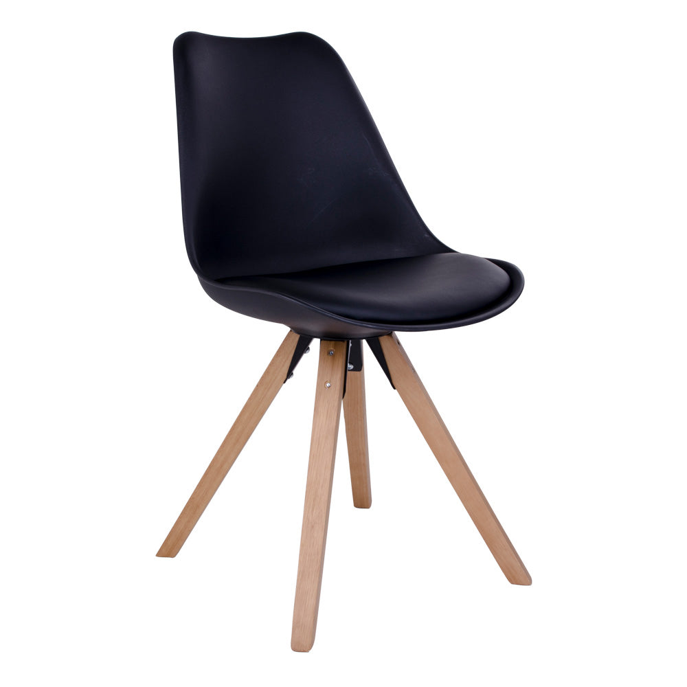 Bergen Dining Chair - Stoel in zwart - set van 2-Stoel-House Nordic-bergen-dining-chair-chair-in-black-with-natural-wood-legs-1-eetkamerstoel, stoel-Stoel in zwart met naturel houten poten Materiaal PU-leer, Resistent gegoten kunststof, Rubberwood Kleur Zwart-5713917003013-1001022-Cerasus Homestyle