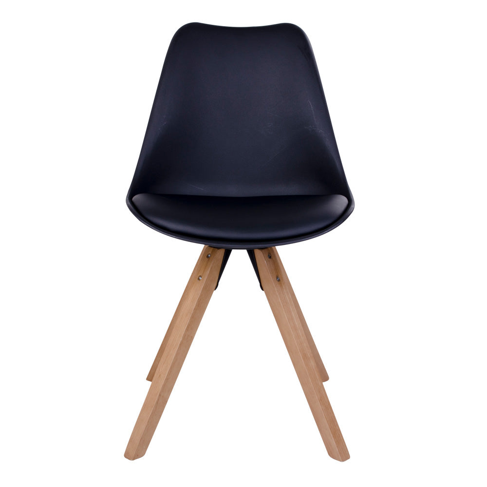 Bergen Dining Chair - Stoel in zwart - set van 2-Stoel-House Nordic-bergen-dining-chair-chair-in-black-with-natural-wood-legs-5-eetkamerstoel, stoel-Stoel in zwart met naturel houten poten Materiaal PU-leer, Resistent gegoten kunststof, Rubberwood Kleur Zwart-5713917003013-1001022-Cerasus Homestyle