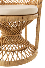 update alt-text with template Peacock Stoel - Rotan Naturel-Stoel-J-Line-Naturel-Rotan-chair-peacock-cushion-rat-nat-14-loungestoel, stoel-Inclusief kussen. Breedte 67 Hoogte 133 Lengte 105 Gewicht 7200 gr Verzameling Zomer 2021 Kleur Natuurlijk Materiaal samenstelling Rotan (100%) Maximaal zitgewicht 120 Zit diepte 48 Stoelhoogte 81-5400924112608-11260-Cerasus Homestyle