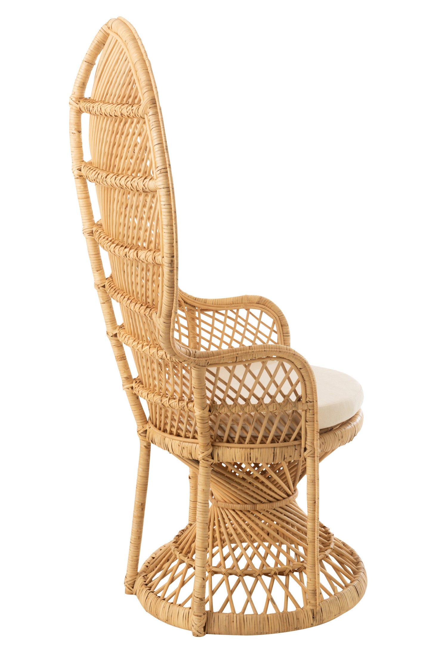 update alt-text with template Peacock Stoel - Rotan Naturel-Stoel-J-Line-Naturel-Rotan-chair-peacock-cushion-rat-nat-8-loungestoel, stoel-Inclusief kussen. Breedte 67 Hoogte 133 Lengte 105 Gewicht 7200 gr Verzameling Zomer 2021 Kleur Natuurlijk Materiaal samenstelling Rotan (100%) Maximaal zitgewicht 120 Zit diepte 48 Stoelhoogte 81-5400924112608-11260-Cerasus Homestyle