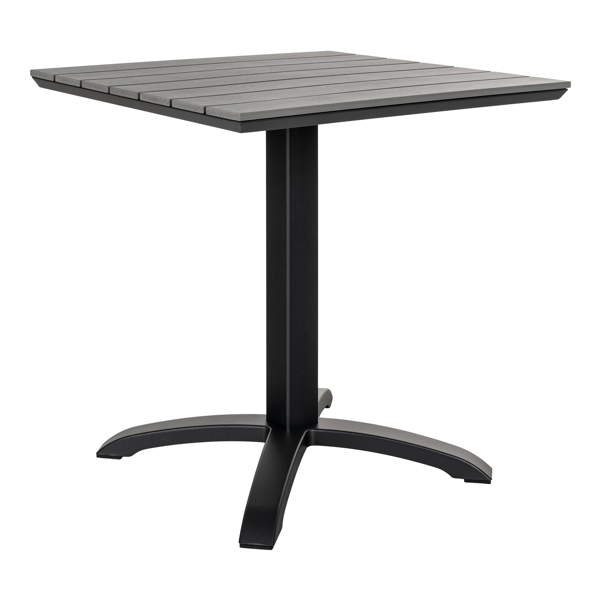 Chicago Koffietafel Grijs-Tafel-House Nordic-chicago-cafe-table-cafe-table-with-table-top-in-gray-nonwood-and-black-legs-70x70x72-cm-1-buiten, kleine tafel, koffietafel-70x70x72 cm Materiaal Niet-hout (PE), aluminium Kleur Grijs zwart-5713917021796-7501120-Cerasus Homestyle