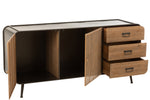 J-Line Kast met 3 Laden - Metaal/Hout - Zwart/Naturel