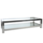 Salontafel Staal & Glas Zilver-Tafel-J-Line-RVS-Zilver-coffee-table-st-steel-gl-silv-1-Tafel, Woonkamer-Breedte 60 Hoogte 40 Lengte 160 Gewicht 54,12 kg Verzameling ZOMER 2019 Kleur 1 ZILVER Materiaal samenstelling GLAS (50%), ROESTVRIJ STAAL (50%)-5414451355162-35516-Cerasus Homestyle