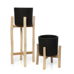 The Charcoal Tall planter - Black Natural - L