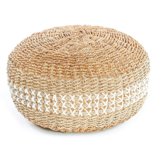 De Macrame Poef-Poef-Bazar Bizar-de-macrame-poef-1-poef, slaapkamer, Woonkamer-De Macrame Pouffe is een charmante en rustieke poef met macrame zeegras voering, met een handgemaakt kruissteek motief. Deze schattige ronde vorm maakt het het perfecte accentstuk voor uw kamer of zelfs als extra zitplaats wanneer nodig. Kleur Naturel, Wit Hoogte (cm) 35 Breedte (cm) 60 Lengte (cm) 60 Waar te gebruiken? Binnenshuis - Overdekt buiten Materialen Seagrass-7438246262228-JAAD001NW-Cerasus Homestyle