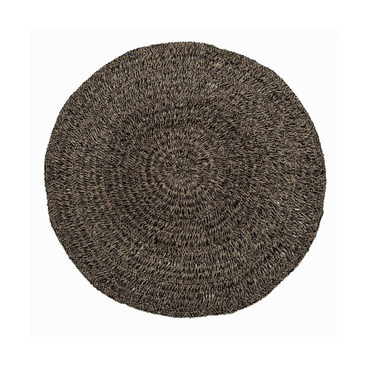 Het Seagrass Tapijt - Naturel Zwart - 150-Tapijt-Bazar Bizar-de-seagrass-tapijt-naturel-zwart-150-2-1-tapijt-Ons cirkelvormige zeegras tapijt, gemaakt van raffia, sisal en palm, heeft een natuurlijk en zwarte kleur en geeft textuur en zachtheid aan een harde vloer. Natuurlijk slijtvast, ideaal voor uw keuken, leefruimte of overdekt terras. Kleur Naturel Zwart Breedte (cm) 150 Lengte (cm) 150 Materialen Seagrass-7438246183141-BAJN016NB-150-Cerasus Homestyle