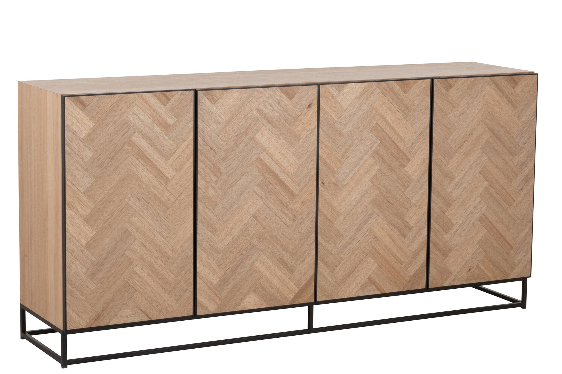 J-Line Dressoir ZigZag Naturel-Kast-J-Line-dres-4-drs-zgzg-wd-met-nat-b-2-Dressoir, kast-Breedte 40 Hoogte 87 Lengte 180 Gewicht 53,3 kg Verzameling WINTER 2022 Kleur 1 ZWART Materiaal samenstelling MDF (95%), METAAL (5%)-5400924250263-25026-Cerasus Homestyle