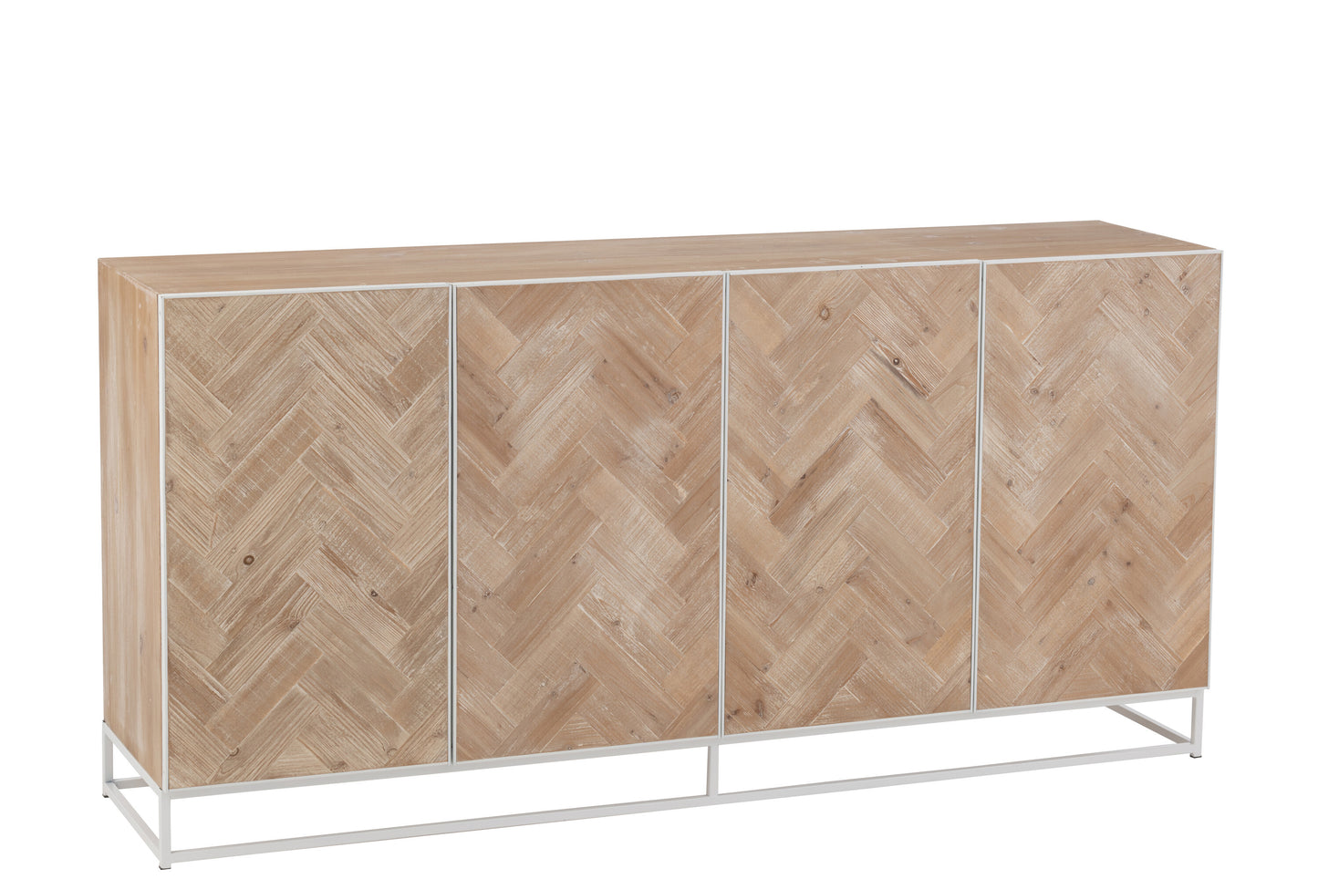 J-Line Dressoir Naturel/Wit-Kast-J-Line-dres-4-drs-zgzg-wd-met-nat-wh-2-Dressoir, kasten-Breedte 42 Hoogte 86 Lengte 180 Gewicht 52,25 kg Verzameling WINTER 2022 Kleur 1 NATUREL Materiaal samenstelling MDF (95%), METAAL (5%)-5400924250171-25017-Cerasus Homestyle