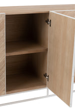 J-Line Dressoir Naturel/Wit-Kast-J-Line-dres-4-drs-zgzg-wd-met-nat-wh-8-Dressoir, kasten-Breedte 42 Hoogte 86 Lengte 180 Gewicht 52,25 kg Verzameling WINTER 2022 Kleur 1 NATUREL Materiaal samenstelling MDF (95%), METAAL (5%)-5400924250171-25017-Cerasus Homestyle