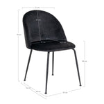 Geneve Dining Chair - Stoel in zwart velours - set van 2-Stoel-House Nordic-geneve-dining-chair-chair-in-black-velvet-with-black-legs-hn1207-5-eetkamerstoel, stoel-Stoel van zwart fluweel met zwarte poten\nHN1207 Materiaal Fluweel, staal Kleur Zwart-5713917017270-1001258-Cerasus Homestyle