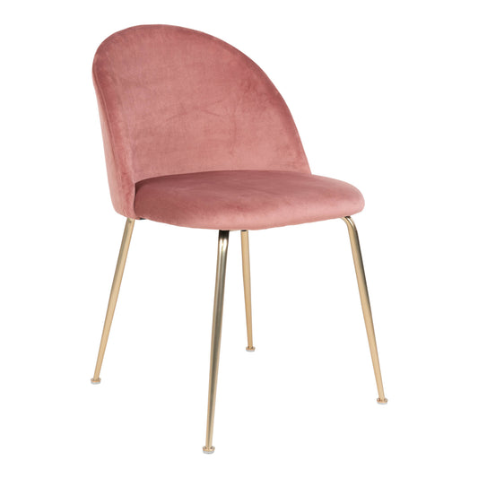 Geneve Dining Chair - Stoel in roze velours met poten in messing look - set van 2-Stoel-House Nordic-geneve-dining-chair-chair-in-rose-velvet-with-legs-in-brass-look-hn1214-1-eetkamerstoel, keuken, MIN2, stoel, Woonkamer-Materiaal Fluweel, staal Kleur Roos-5713917001477-1001250-Cerasus Homestyle