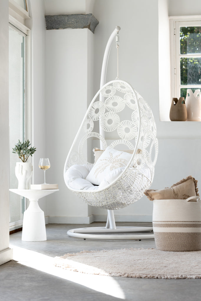 Chaise suspendue Bula en osier blanc 