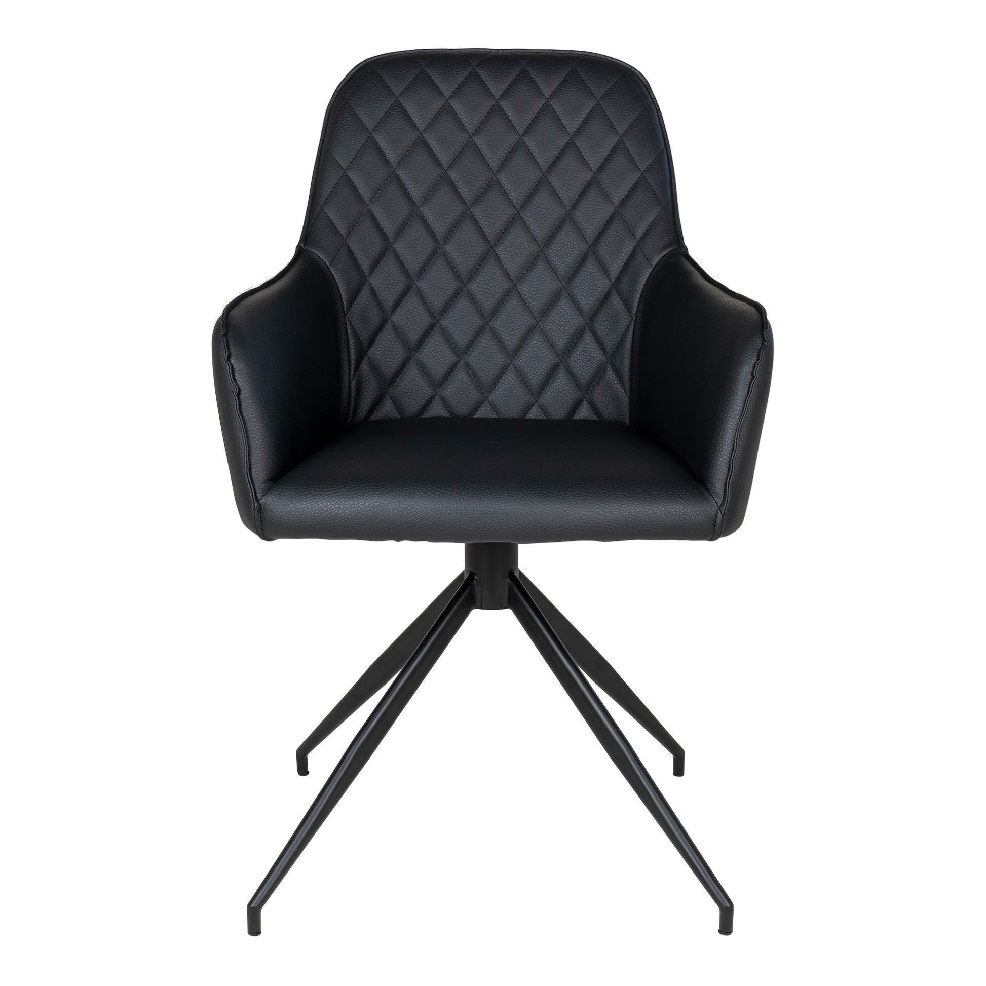 Harbo Eetkamerstoel Zwart-Stoel-House Nordic-harbo-dining-chair-with-swivel-chair-with-swivel-in-black-pu-with-black-legs-hn1223-3-eetkamerstoel, keuken, stoel, Woonkamer-Materiaal PU, staal Kleur Zwart-5713917015245-1001167-Cerasus Homestyle