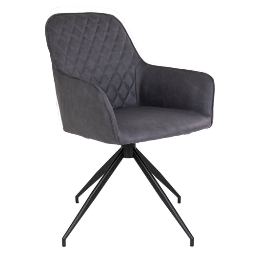 Harbo Eetkamerstoel Antraciet-Stoel-House Nordic-harbo-dining-chair-with-swivel-chair-with-swivel-in-dark-grey-pu-with-black-legs-hn1221-1-eetkamerstoel, keuken, stoel, Woonkamer-Materiaal PU, staal Kleur Antraciet-5713917015764-1001166-Cerasus Homestyle