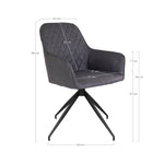 Harbo Eetkamerstoel Antraciet-Stoel-House Nordic-harbo-dining-chair-with-swivel-chair-with-swivel-in-dark-grey-pu-with-black-legs-hn1221-3-eetkamerstoel, keuken, stoel, Woonkamer-Materiaal PU, staal Kleur Antraciet-5713917015764-1001166-Cerasus Homestyle