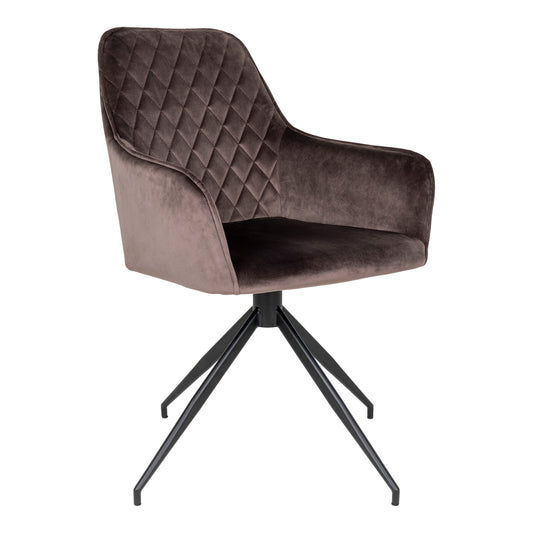 Harbo Eetkamerstoel Donkerbruin Fluweel-Stoel-House Nordic-harbo-dining-chair-with-swivel-chair-with-swivel-in-mushroom-velvet-with-black-legs-hn1208-1-eetkamerstoel, keuken, stoel, Woonkamer-Materiaal Fluweel, staal Kleur Donkerbruin-5713917015252-1001168-Cerasus Homestyle