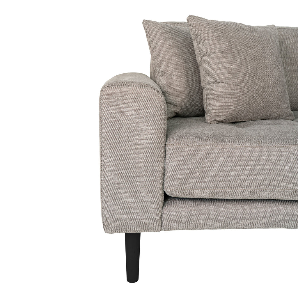 update alt-text with template Lido Loungebank-Cerasus Homestyle-lido-lounge-sofa-11-3-Loungebank, rechts gericht in steen met vier kussens en zwarthouten poten, HN1030 Materiaal Polyester, Schuim, Beuken Zithoogte (cm.) 43 Zitdiepte (cm.) 64-142 Kleur Steen-5713917019496-1301481-Cerasus Homestyle