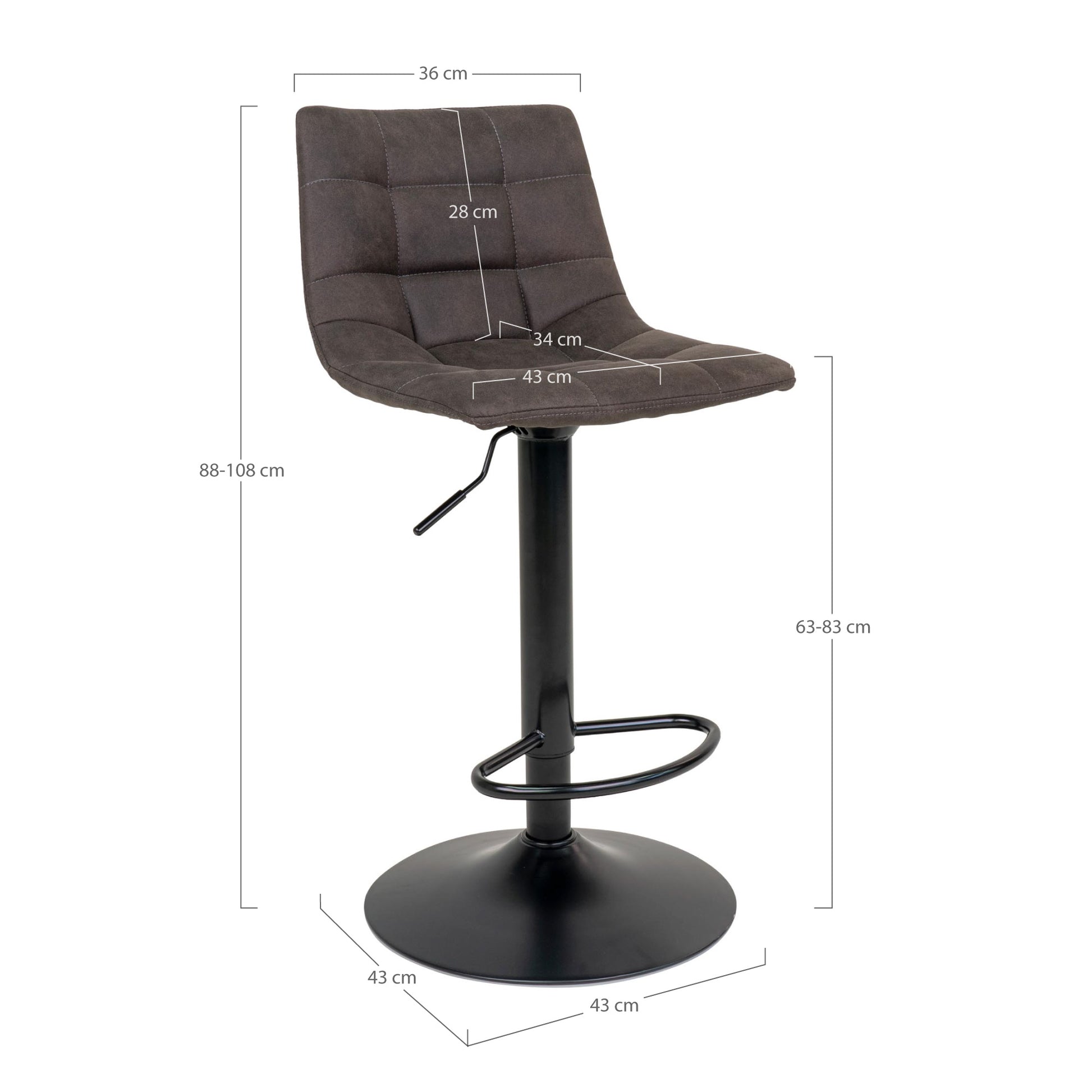 Middelfart Bar Chair - Barstoel in donkergrijs met zwarte poten - set van 2-Stoel-House Nordic-middelfart-bar-chair-bar-chair-in-dark-grey-with-black-legs-7-barstoel, hoge stoel, MIN2, stoel-Barstoel in donkergrijs met zwarte poten Materiaal Microvezel, staal Kleur Grijs-5713917009398-1001302-Cerasus Homestyle