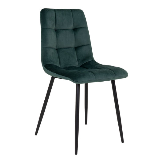 Middelfart Dining Chair - Stoel in donkergroen velours met zwarte poten - set van 2-Stoel-House Nordic-middelfart-dining-chair-chair-in-dark-green-velvet-with-black-legs-1-eetkamerstoel, keuken, MIN2, stoel, Woonkamer-Stoel in donkergroen fluweel met zwarte poten Materiaal Polyester fluweel, staal Kleur Donkergroen-5713917007516-1001195-Cerasus Homestyle