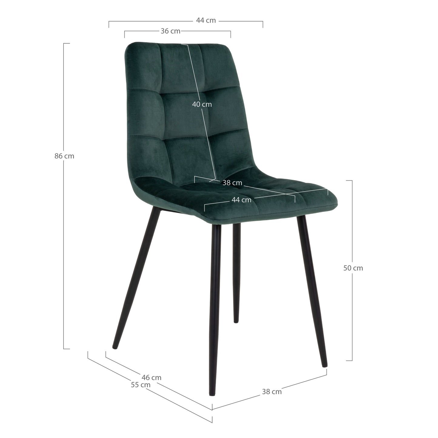 Middelfart Dining Chair - Stoel in donkergroen velours met zwarte poten - set van 2-Stoel-House Nordic-middelfart-dining-chair-chair-in-dark-green-velvet-with-black-legs-6-eetkamerstoel, keuken, MIN2, stoel, Woonkamer-Stoel in donkergroen fluweel met zwarte poten Materiaal Polyester fluweel, staal Kleur Donkergroen-5713917007516-1001195-Cerasus Homestyle