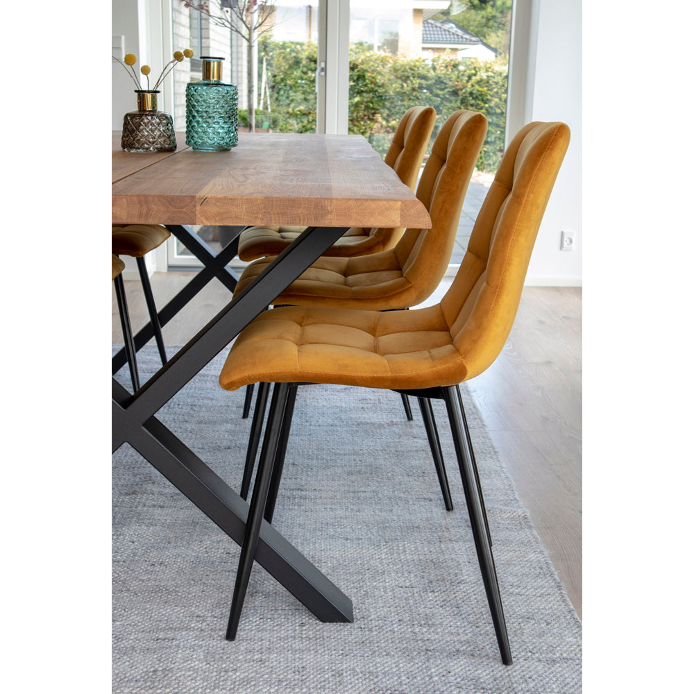 Middelfart Dining Chair - Stoel in mosterdgeel fluweel met zwarte poten - set van 2-Stoel-House Nordic-middelfart-dining-chair-chair-in-mustard-yellow-velvet-with-black-legs-hn1004-2-eetkamerstoel, keuken, MIN2, stoel, Woonkamer-Stoel van mosterdgeel fluweel met zwarte poten\nHN1004 Materiaal Polyester fluweel, staal Kleur Mosterd Geel-5713917002894-1001193-Cerasus Homestyle