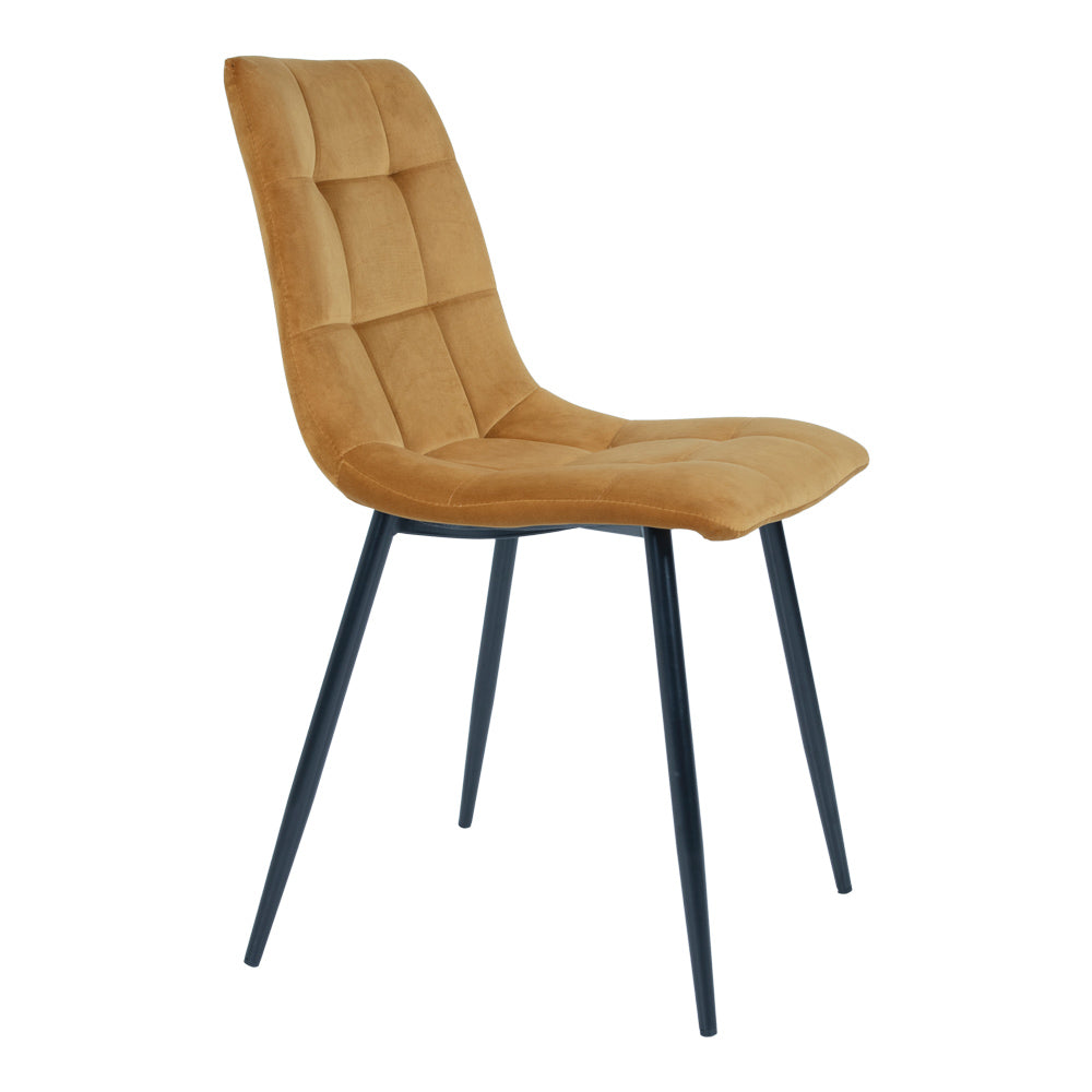 Middelfart Dining Chair - Stoel in mosterdgeel fluweel met zwarte poten - set van 2-Stoel-House Nordic-middelfart-dining-chair-chair-in-mustard-yellow-velvet-with-black-legs-hn1004-4-eetkamerstoel, keuken, MIN2, stoel, Woonkamer-Stoel van mosterdgeel fluweel met zwarte poten\nHN1004 Materiaal Polyester fluweel, staal Kleur Mosterd Geel-5713917002894-1001193-Cerasus Homestyle