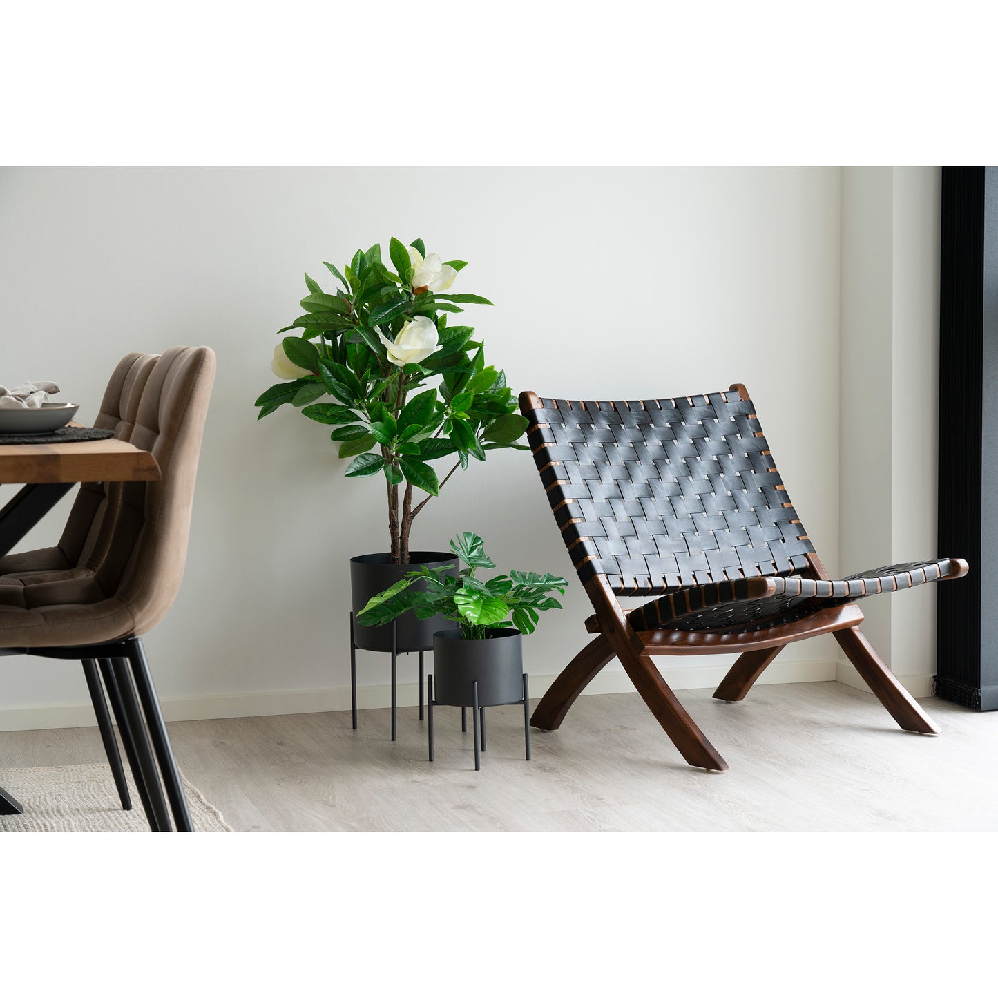 Perugia Klapstoel - Klapstoel met zwart leer-Stoel-House Nordic-perugia-folding-chair-folding-chair-with-black-leather-2-stoel-Klapstoel met zwart leer Materiaal Teakhout, Leer Kleur Zwart-5713917010547-1101295-Cerasus Homestyle