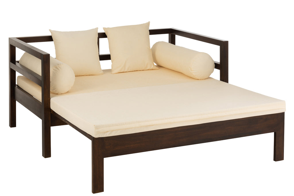 Banc/lit en manguier Conie (matelas inclus)